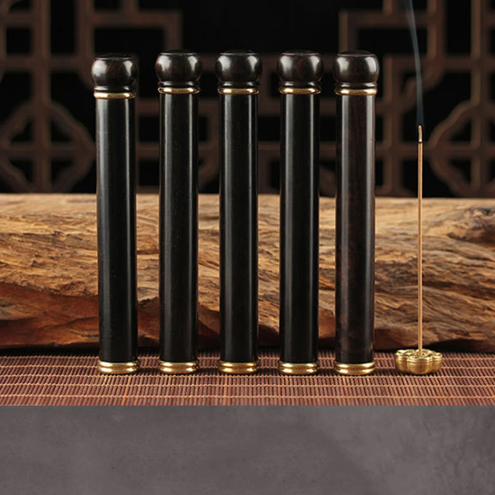 

Household Incense Stick Tube Wood Brass Stylish Storage Container Practical Holder for Incense Shop Home Use