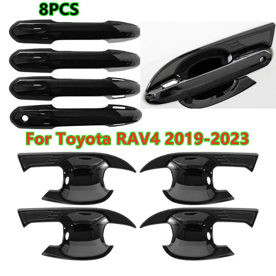 

8Pcs Carbon Fiber Car Door Handle Bowl Cover Trim For Toyota RAV4 2019-2023