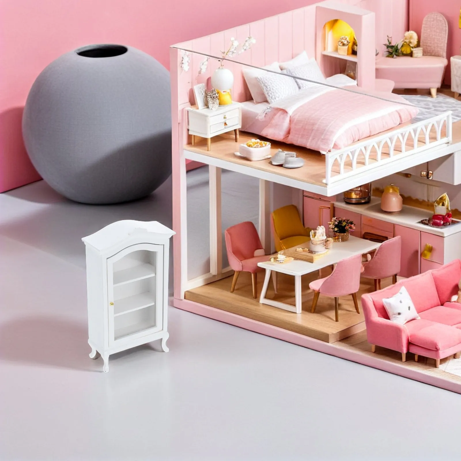 

Mini House Storage Cabinet Wooden Sideboard Creative Simulation Bookcase Suitable for Mini House Decoration Miniature Furniture