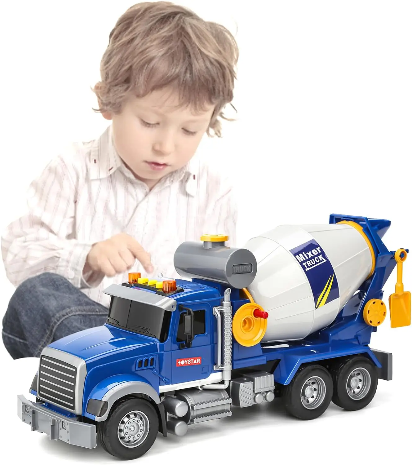 Cement Mixer Truck Toys for Boys,Construction Trucks with Lights and Sounds,Powered Push Car Construction Vehicle Toys Truck