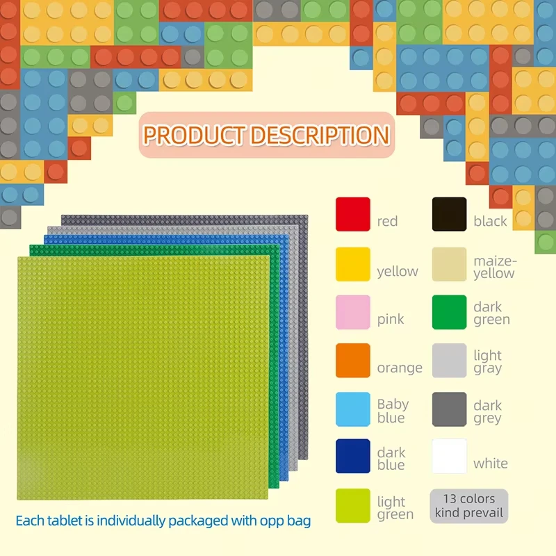 Classic 50x50 point building block, brick, plastic board, construction toy, children's DIY building block toy accessories