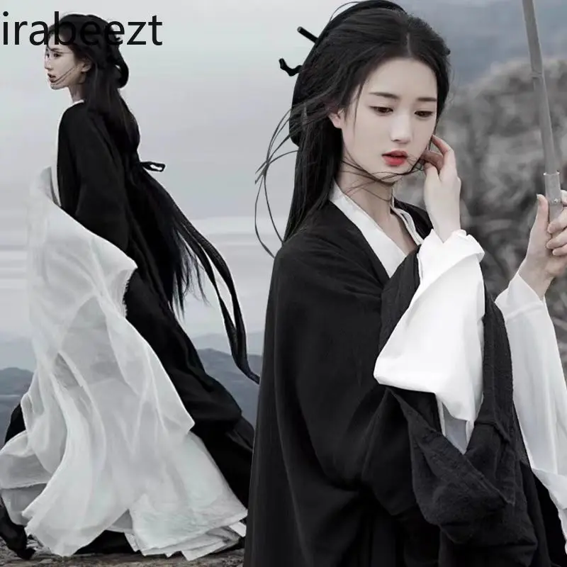 Original Wei Jin Dynasty Style Collar Big Sleeve Robe Pendulum Handsome Summer Temperament Cool Spot Loose Hanfu Dress