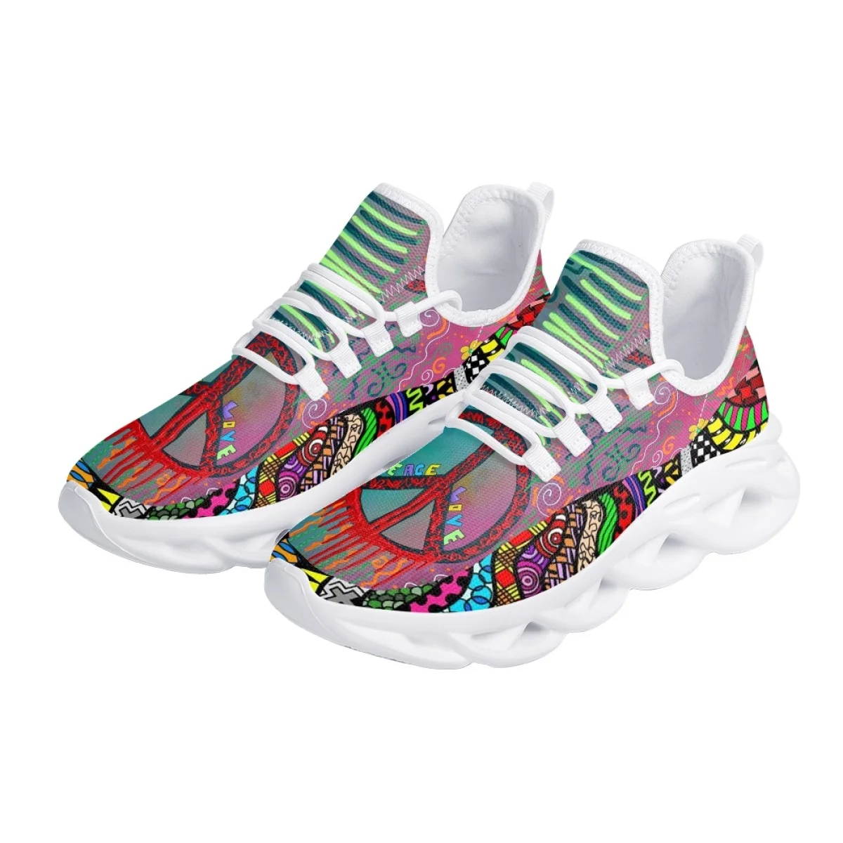 2023 New Stylish Peace Love Shoes Women Breathable Round Toe Casual Jogging Sneakers Fashion Ladies Dirt Resistant Footwear