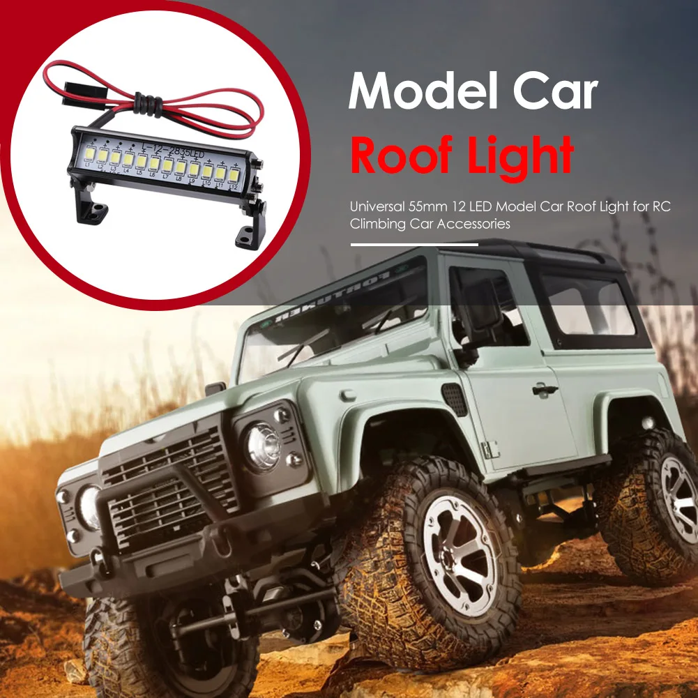 Universal 55mm 12 LED Truck Roof Light Environmental Protection and Durability for 1/10 RC Car Model Part Accessories