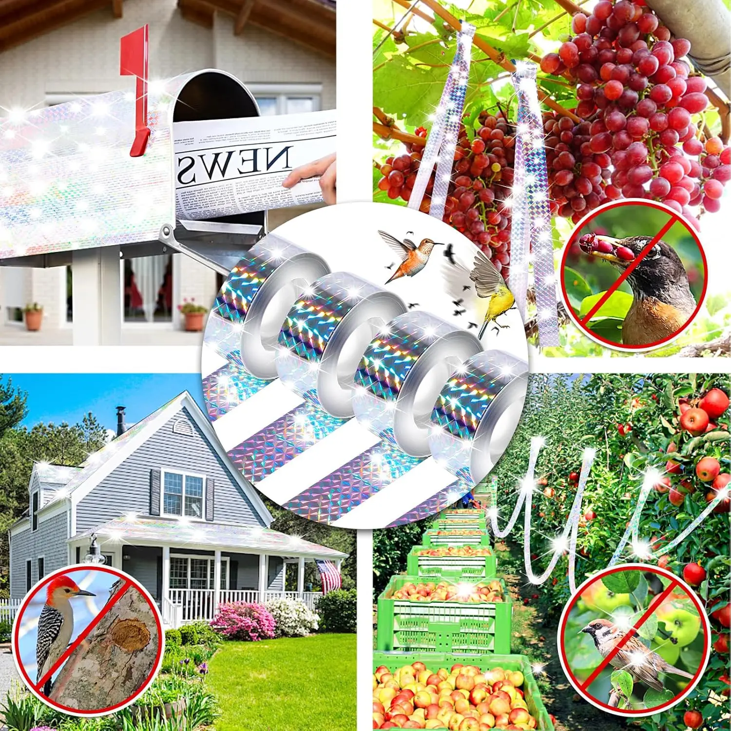 عاكس الطيور طارد تخويف الشريط حديقة حماية مزدوجة الوجهين وامض الردع المادي الحمام الغراب بطة الطيور الشريط