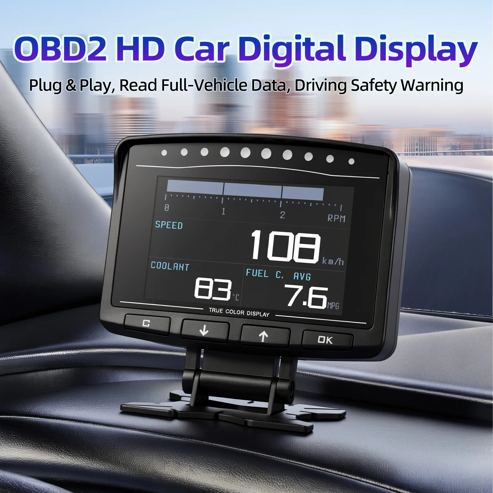 A208 Car Digital OBD 2 Computer Display Speed On-board Computer Multi Function Gauge for Water Temperature Alarm Car Accessories