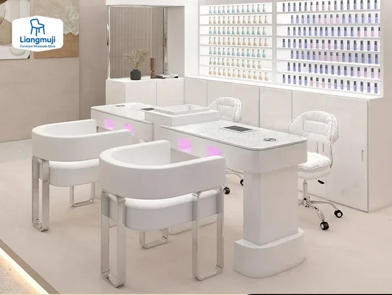 

New Model Manicure Marble Table Chair Nail Salon Furniture Designer Mesas UV Lamp Professional Nails Gel Manicure Tafel Funiture