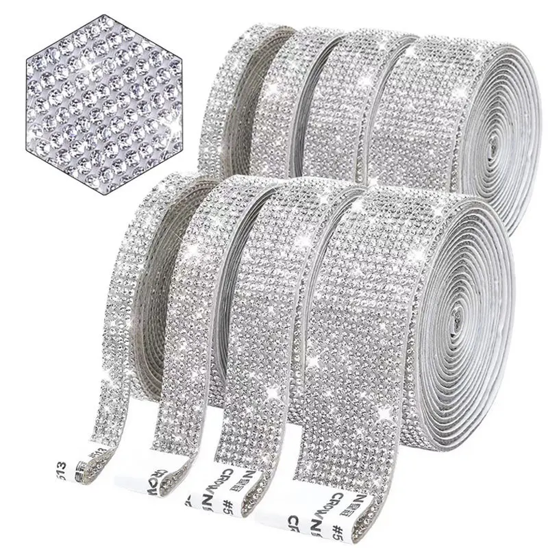 

10 Yards Crystal Rhinestone Banding Tape Self Adhesive Diamond Ribbon DIY Clothing Phone Accessories Car Decoration Wholesale