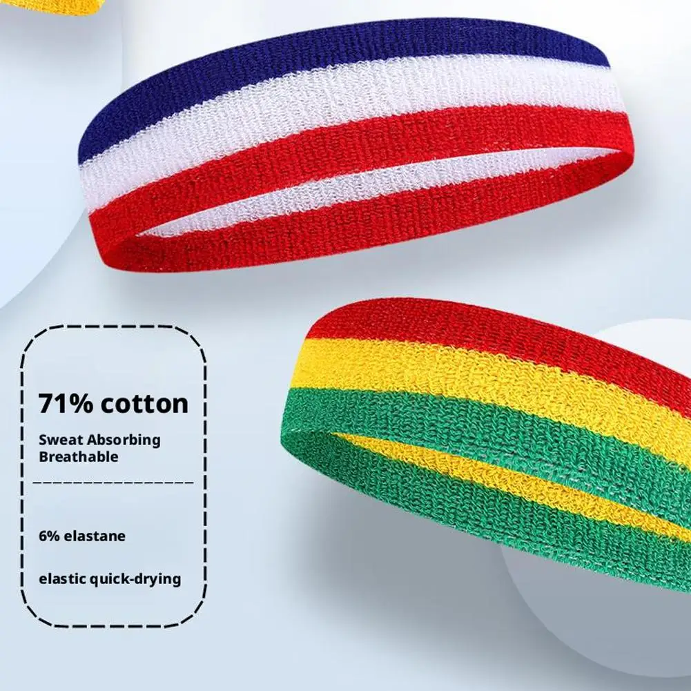 Sweat Absorbing Headband & Wristband Set, Moisture Wicking Sports Towel Head Wrap for Basketball Tennis Badminton