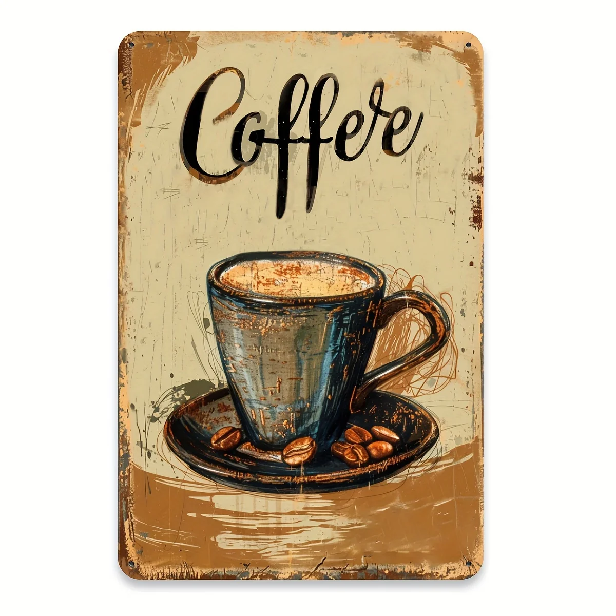 Vintage Steaming Coffee Metal Tin Sign -  | Durable Iron Wall Art for Kitchen, Cafe, Living Room & Outdoor Decor, Bar Perfect