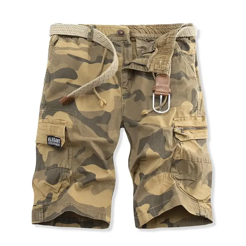 Men Camouflage Cargo Shorts New Summer Man Military Multi Pocket Loose Cargo Pants Male Cotton Casual Tool Shorts High Quality