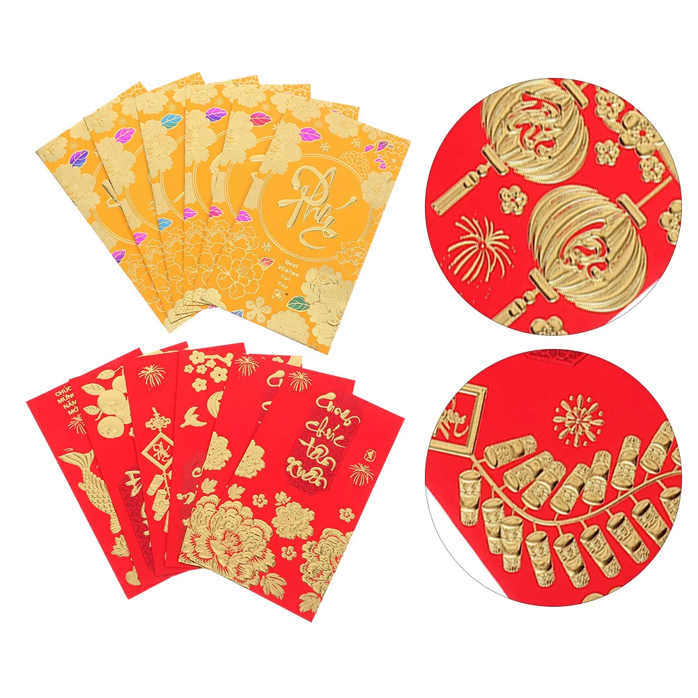 

72 Pcs Vietnamese Chinese New Year Red Packet Envelopes Lunar Festival Decor Decorations