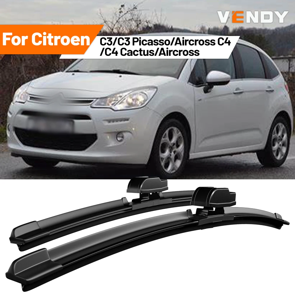 For Citroen C3/C3 Picasso/Aircross C4/C4 Cactus/Aircross Front Windshield Windscreen Wiper Rubber Brushes Blades Car Accessories