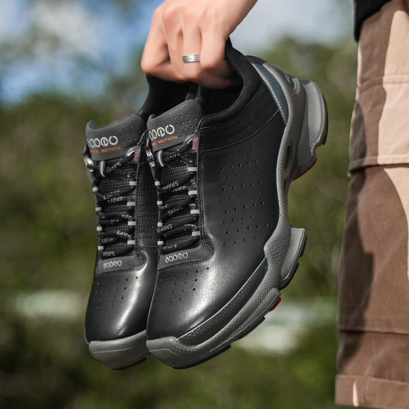 

Classical Men Casual Sports Sneakers Top Grain Cowhide Shoes Arch Support Hard Wearing Injection Office Walking Hiking Shoes