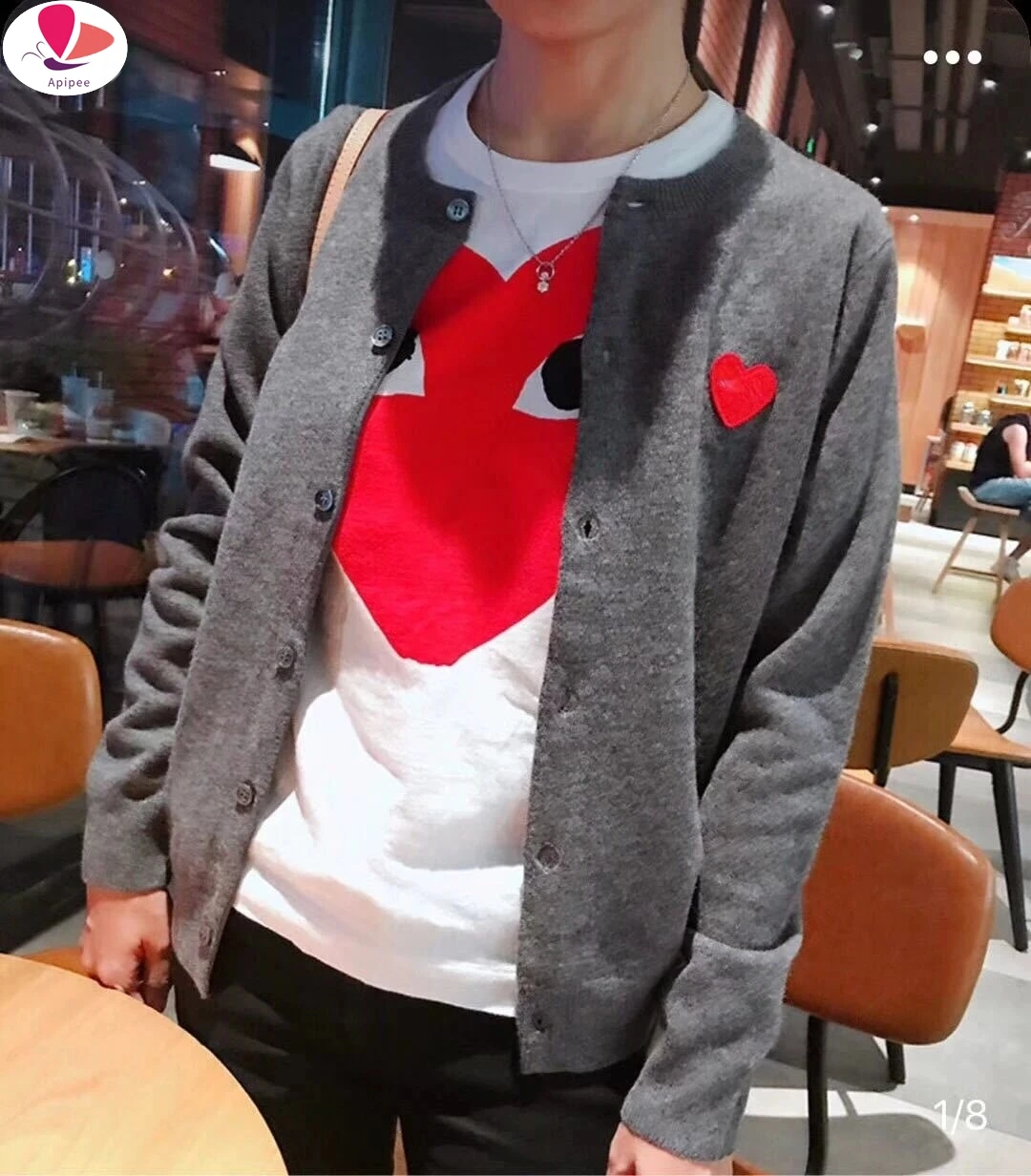 

(Have Eye) Japan Brand Women Men Cardigan Heart Eye Embroidered Cotton Single Breasted Long Sleeves Spring Autumn Casual Sweater