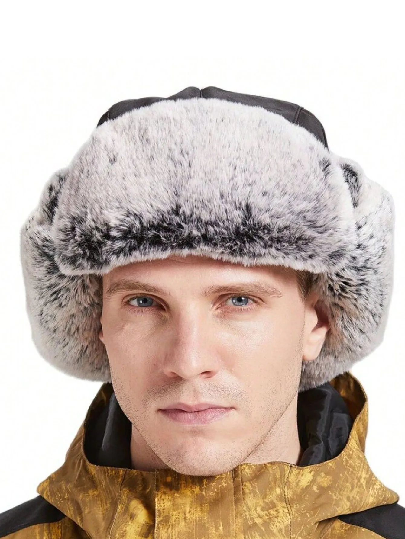 Winterwarme Bombermütze für Männer und Frauen, Schneekappe, Kunstpelz, russische Uschanka-Trapper-Hüte mit Ohrenklappen für Outdoor-Jagd, Skifahren – Detail 4