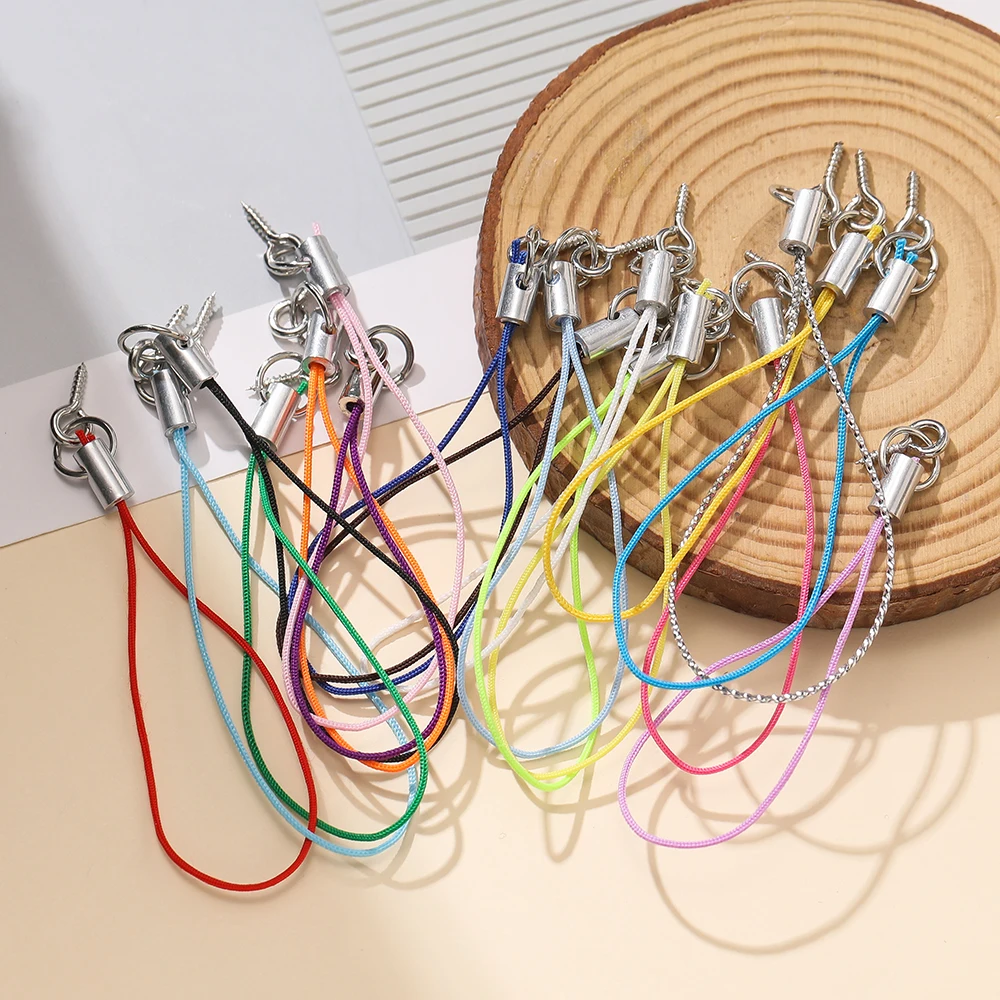 

20/50pcs Colorful Phone Lanyard Lariat Strap Cord With Eye Pins Screw Keychains Hooks Mobile Phone DIY Accessories Findings