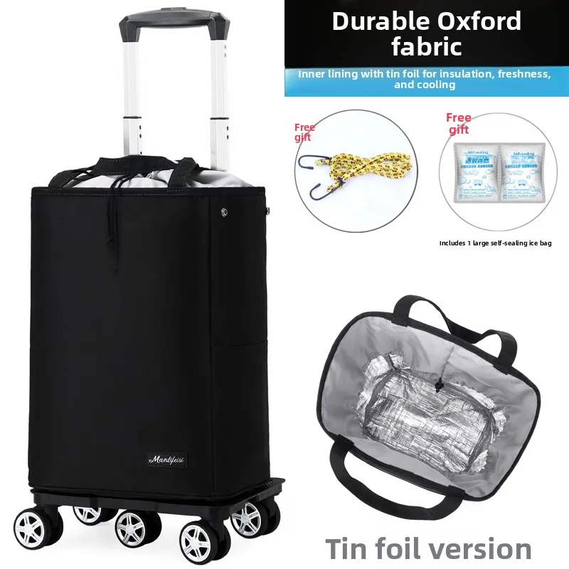 

Складная легкая изолированная сумка-тележка для овощей и продуктов, водонепроницаемая термосумка для домашнего использования