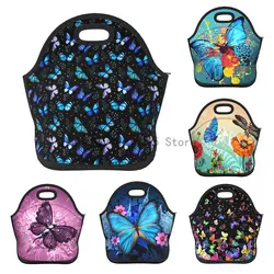 butterflies lunch bag women Portable Insulated lunch box for men girls boys Neoprene Cooler Tote Lunch Bags