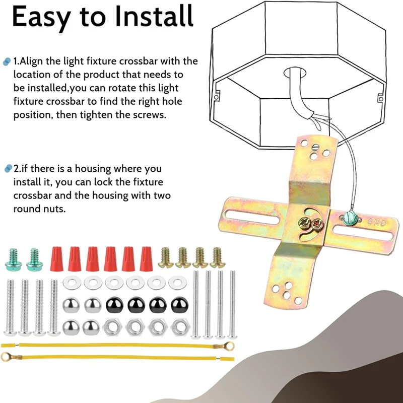 PORK-2 Sets Light Fixture Mounting Bracket,4 Inch Cross-Shaped Mount Bracket Light Crossbar Bracket With Screws