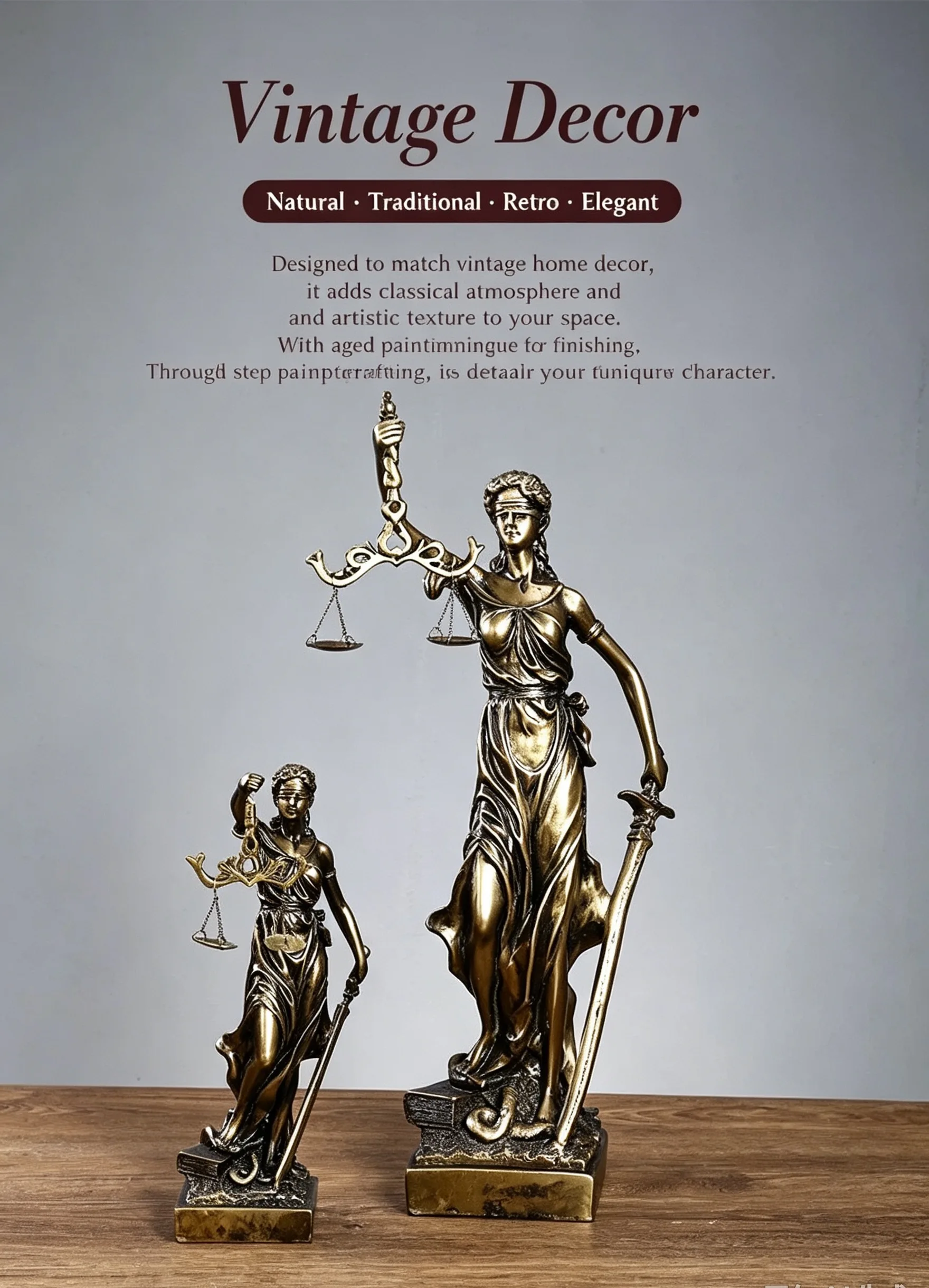 Nordic Goddess of Justice Themis Statue Lawyer's Office Desktop Sculpture Judicial Fairness and Justice Scale Ornament