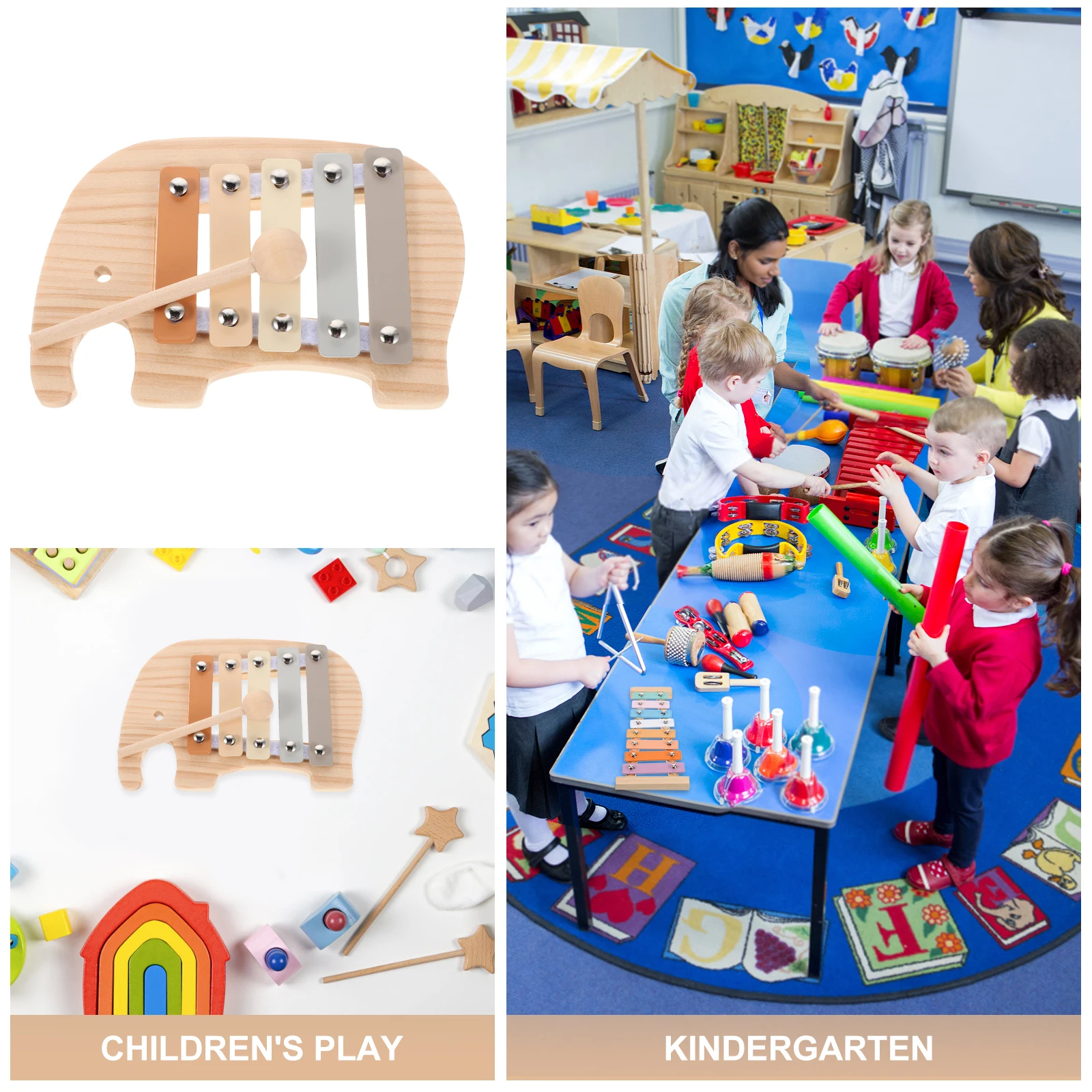 

Elephant Wooden Xylophone Musical Percussion Instrument Montessori Music Educational Wood Instruments Mini