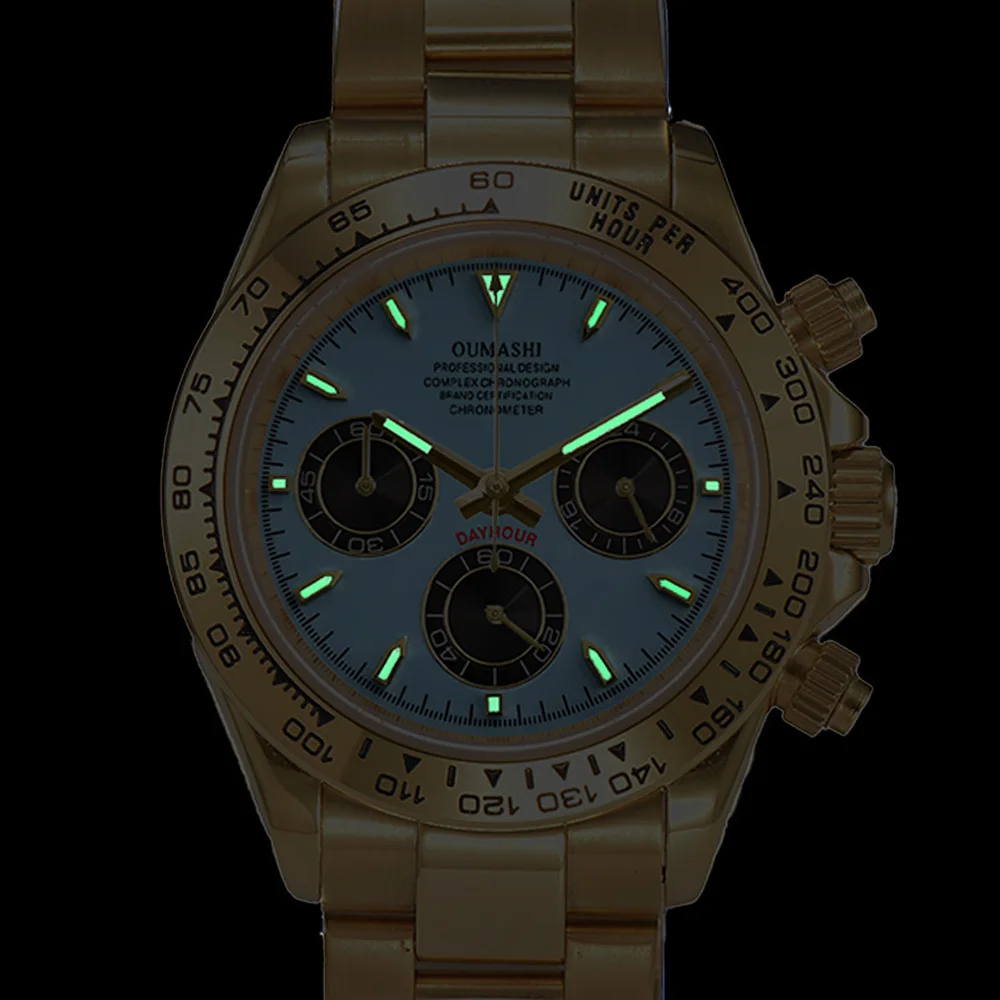 ใหม่VK63 นาฬิกาสีเขียวส่องสว่างสีฟ้าDialนาฬิกาควอตซ์VK63 การเคลื่อนไหวสแตนเลสSapphire Glassนาฬิกาผู้ชายChronographนาฬิกา