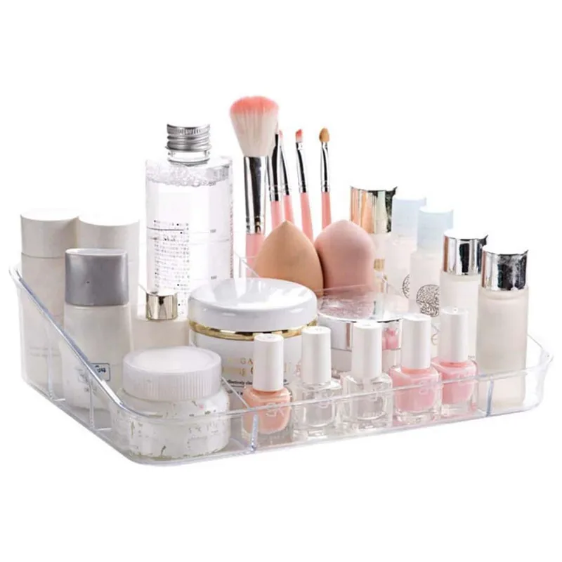 Clear Vanity Makeup Organizer, 8-Compartment Holder for Brushes, Eyeshadow Palettes, & Beauty Supplies 