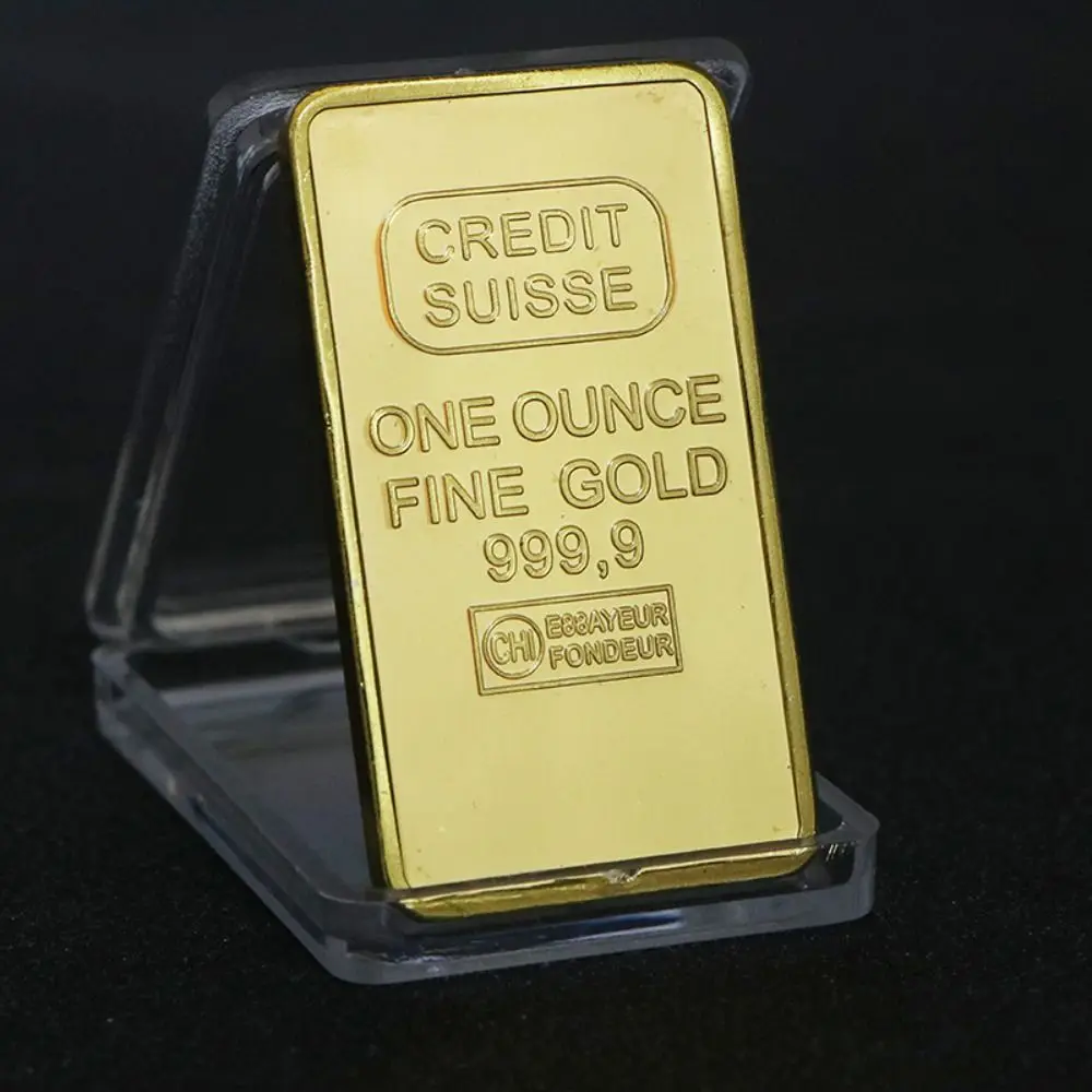 Decoration Coins Fine Gold Gold Plated Bullion Bar Funny Replica Swiss Bank Gold Bullion Bar Modern Suisse Gold bar Home