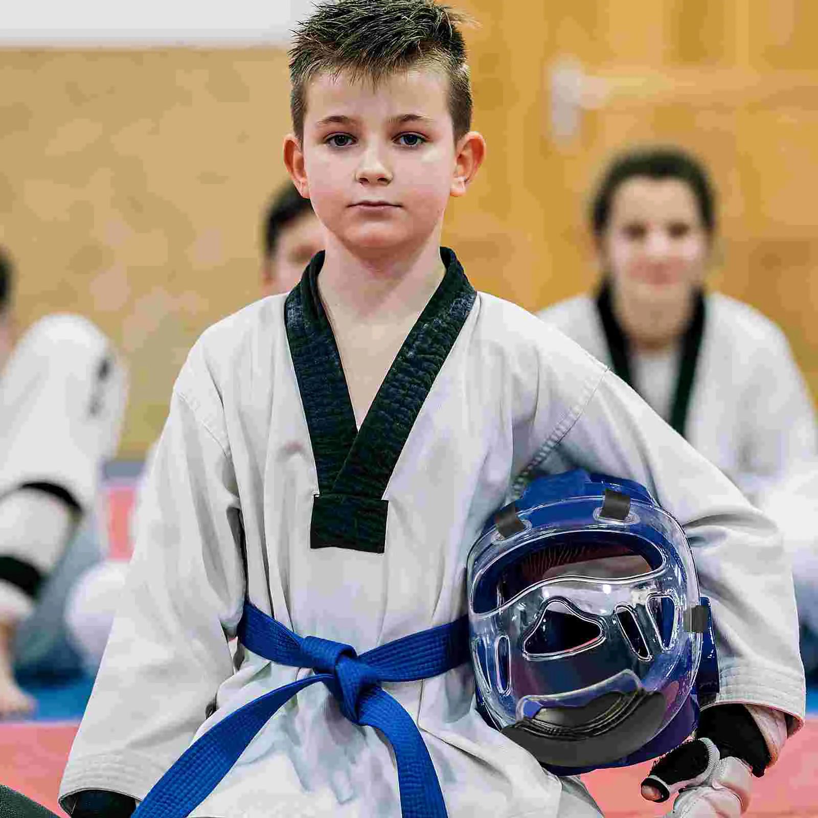 Masque de Taekwondo, équipement de boxe pour enfants, nez de Sparring, couverture faciale transparente, protection en plastique trempé