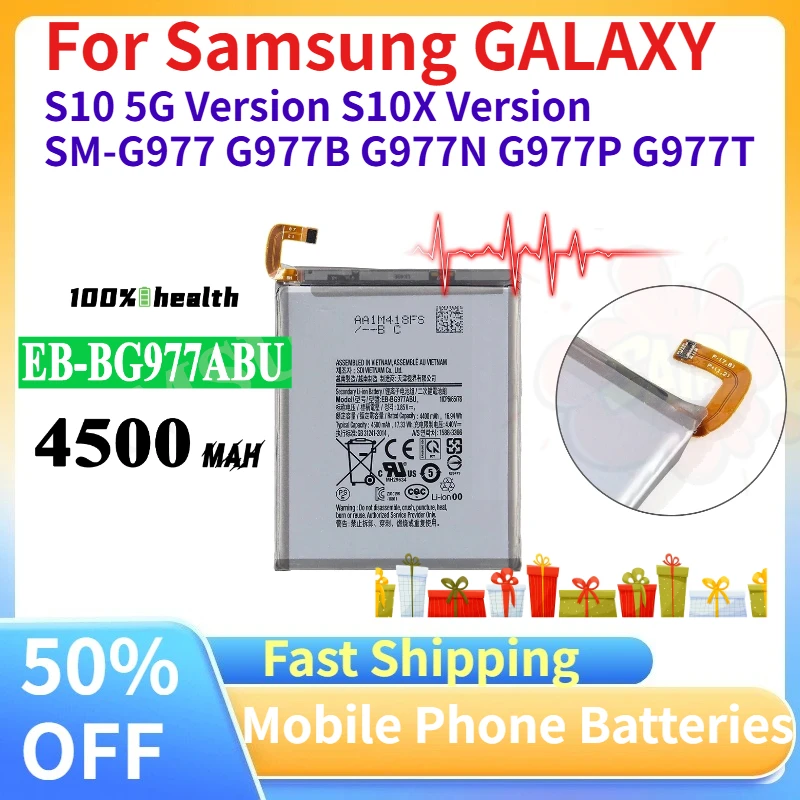 New EB-BG977ABU 4500mAh Battery for Samsung GALAXY S10 5G Version S10X Version SM-G977 G977B G977N G977P G977T Mobile Phone