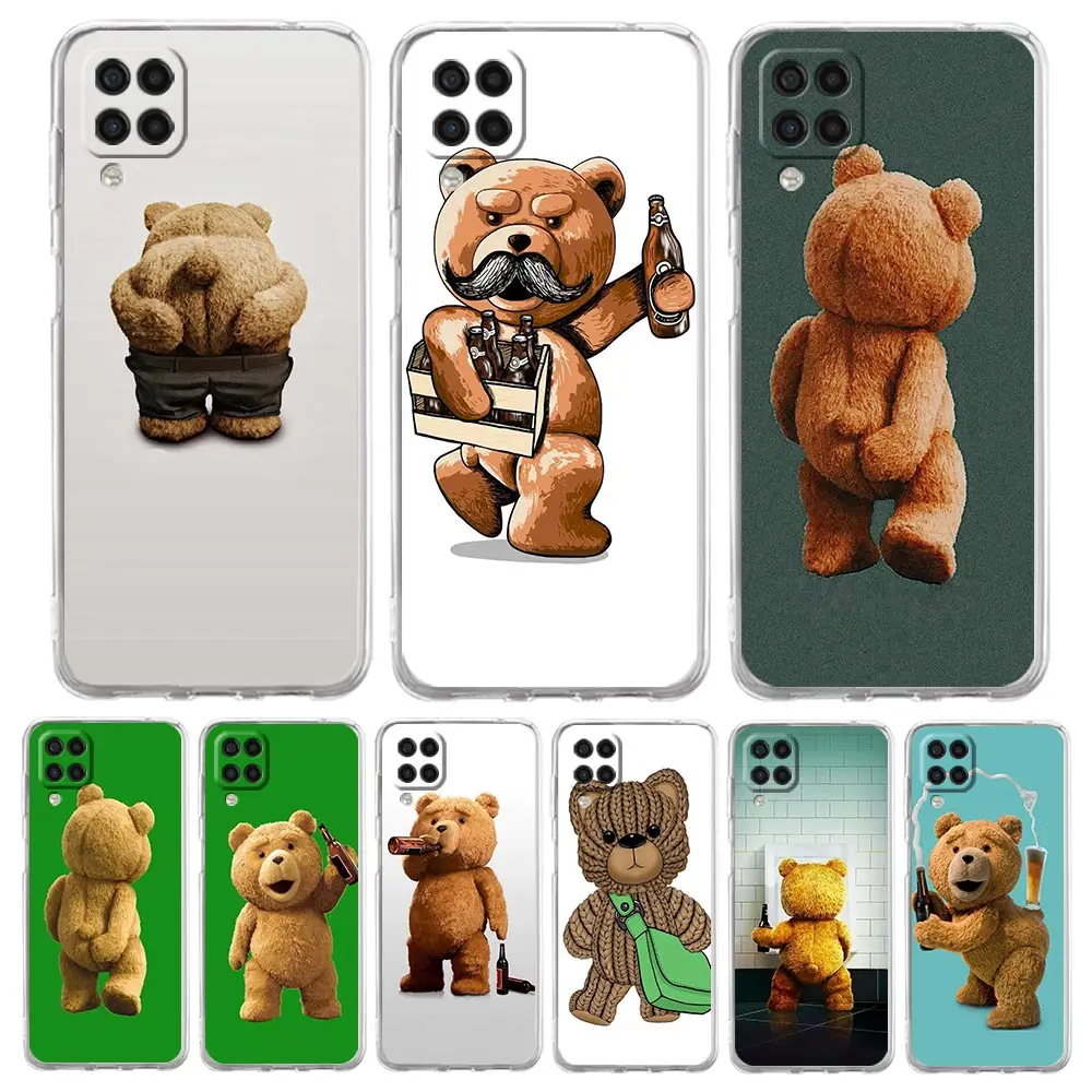 Soft TPU Cover for Samsung Galaxy A13 A15 A17 A23 A25 A32 A33 A35 A52 A53 A55 5G Transparent Phone Case Funny Tedy Bear Fundas