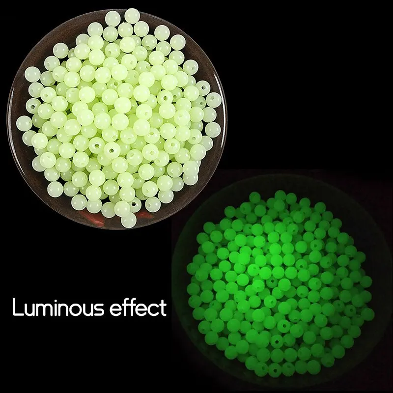 Luminous Beads Fishing Space Beans 4mm 5mm 6mm 100pcs/bag  Lure Light Glowing Float Balls For Outdoor Fishing Tackles