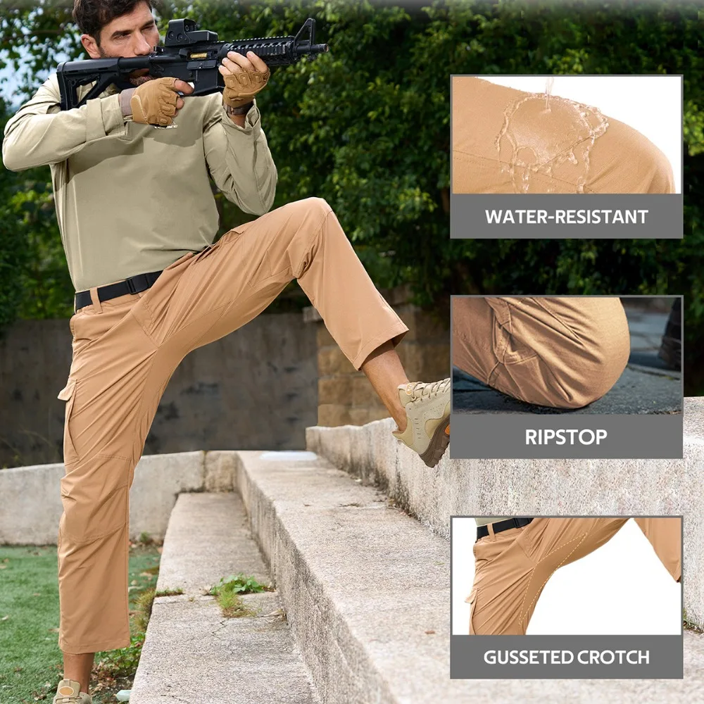 봄 야외 작업복 하이킹 바지 새로운 전술 작업 바지 남자 야외 카고 바지 멀티 포켓 방수 바지 가을
