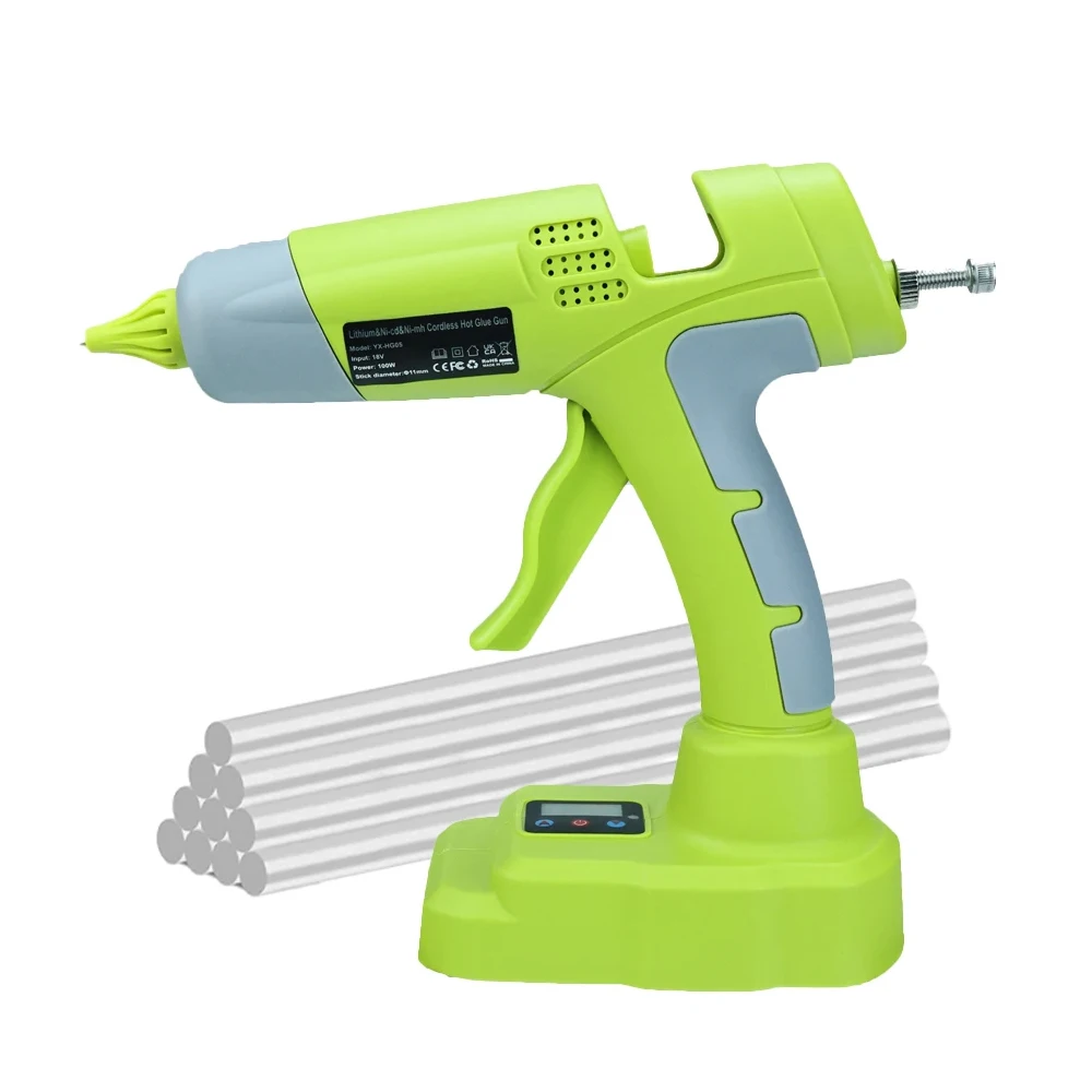 for Ryobi Hot Melt Glue Gun 18V Li-ion Battery with Temperature Display 10 Adhesive Strips Power Tool