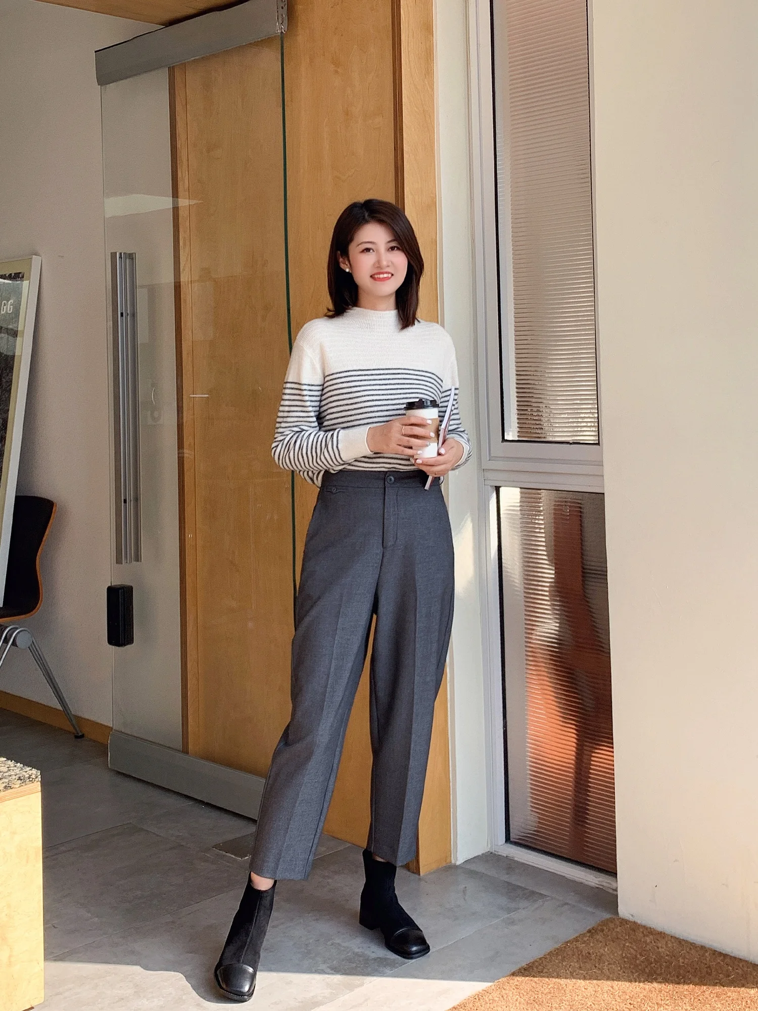 Calças de Algodão de Cintura Alta para Mulheres, Estilo Reto, Cores Variadas, 29 Modelos, Calças Amigas do Dia a Dia