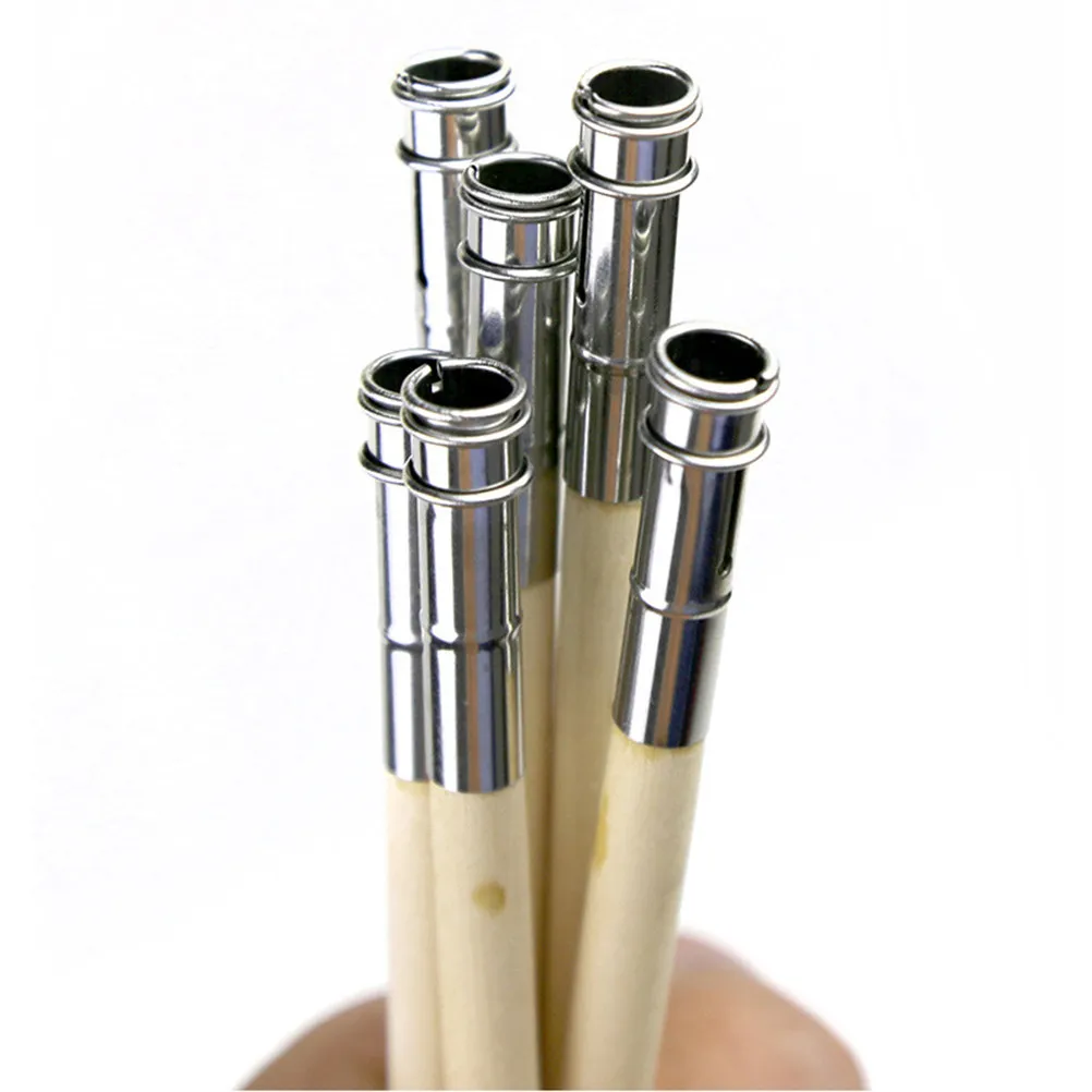5Pcs Premium Wood Pencil Extender with Nickel-Plated Metal Clamp for Round Hexagonal Pencils Art Drawing Writing Students