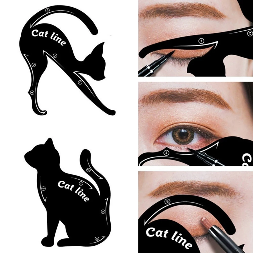 2/4/10 pcs Cat Line Eyeliner Stencils Black Pro Eye Makeup Tool Eye Template Shaper Model Easy To Make Up Simple Tool Set Guide