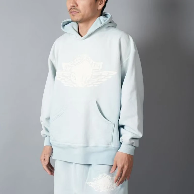 2026 New Arrival Unisex SAINT Blue Tear Print Hoodie High Quality Heavy Fabric Hooded Pullover Streetwear For Men Women