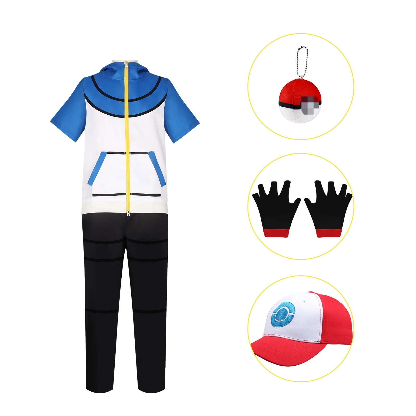 

Ash Ketchum Cosplay Costume Anime Pet Baby Cos Costume Performance Clothes Halloween Costume Summer Shorts Suit Set Customized