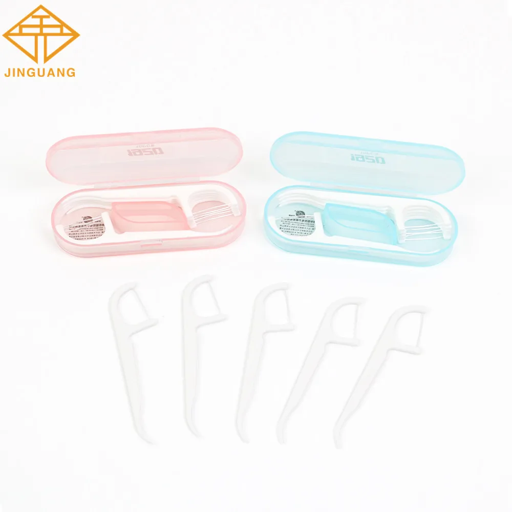 Juego de palillos de dientes de plástico, cepillo Interdental reutilizable, limpiador Dental portátil con funda, 50x10 unids/lote por caja