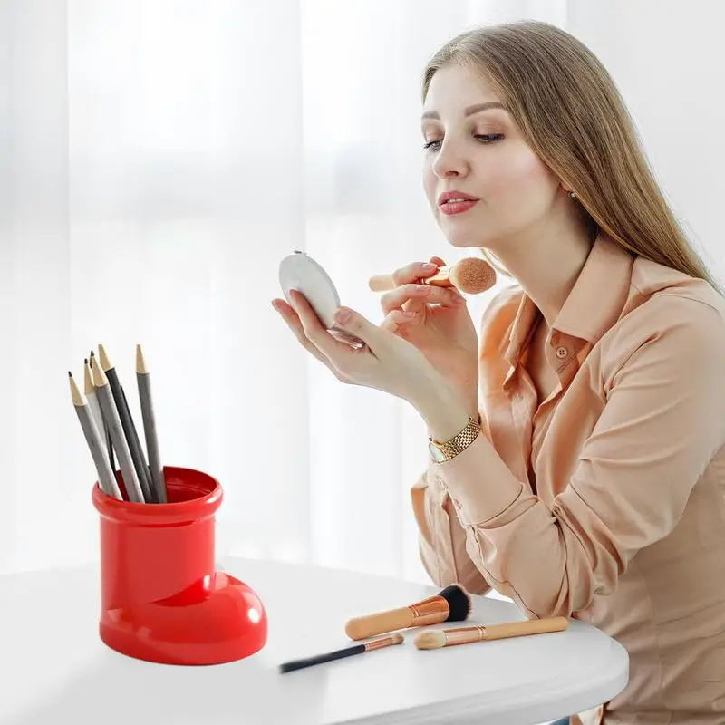 منظم قلم على شكل حذاء للمكتب ، تخزين قلم رصاص متعدد الوظائف ، حامل فرشاة مكياج ، رف قرطاسية كرتوني