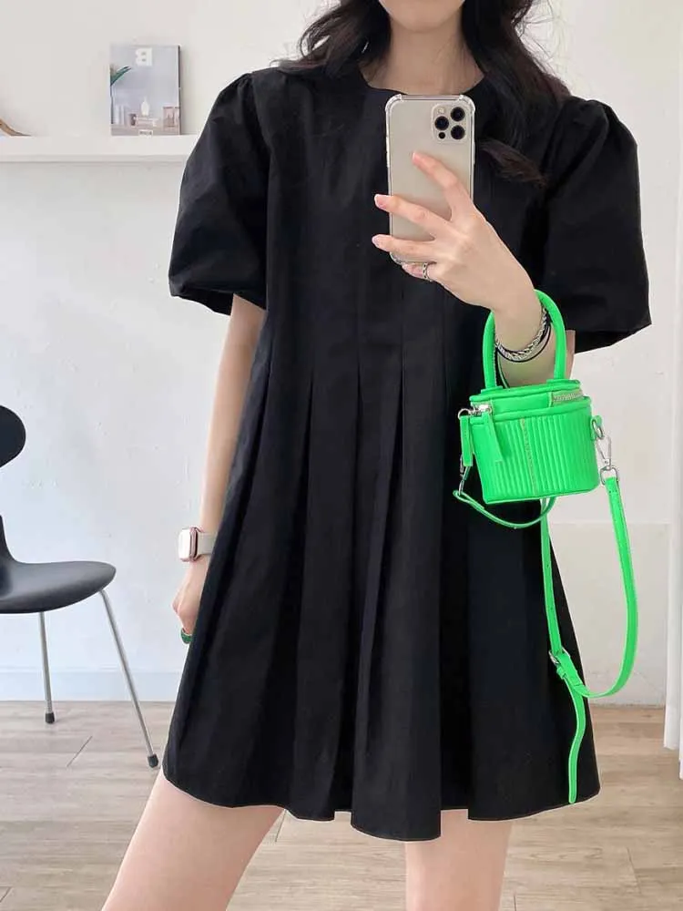 Rok A-Line Bulat Sve Dr Wanita Baru Musim Panas Rok A-Line Berlipat Dr Korea Sle Pinggang Tinggi Or Sve Dr