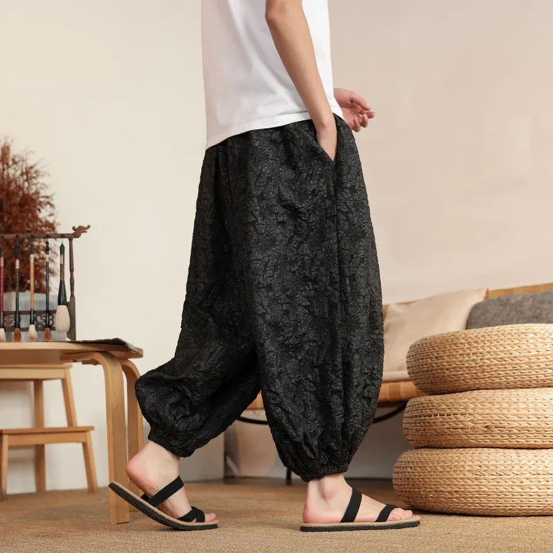 Chinese Style Plus Size 8XL Men's Harem Pants Vintage Jacquard Fashion Casual Jogger Lantern Pants Male Loose Wide Leg Trousers