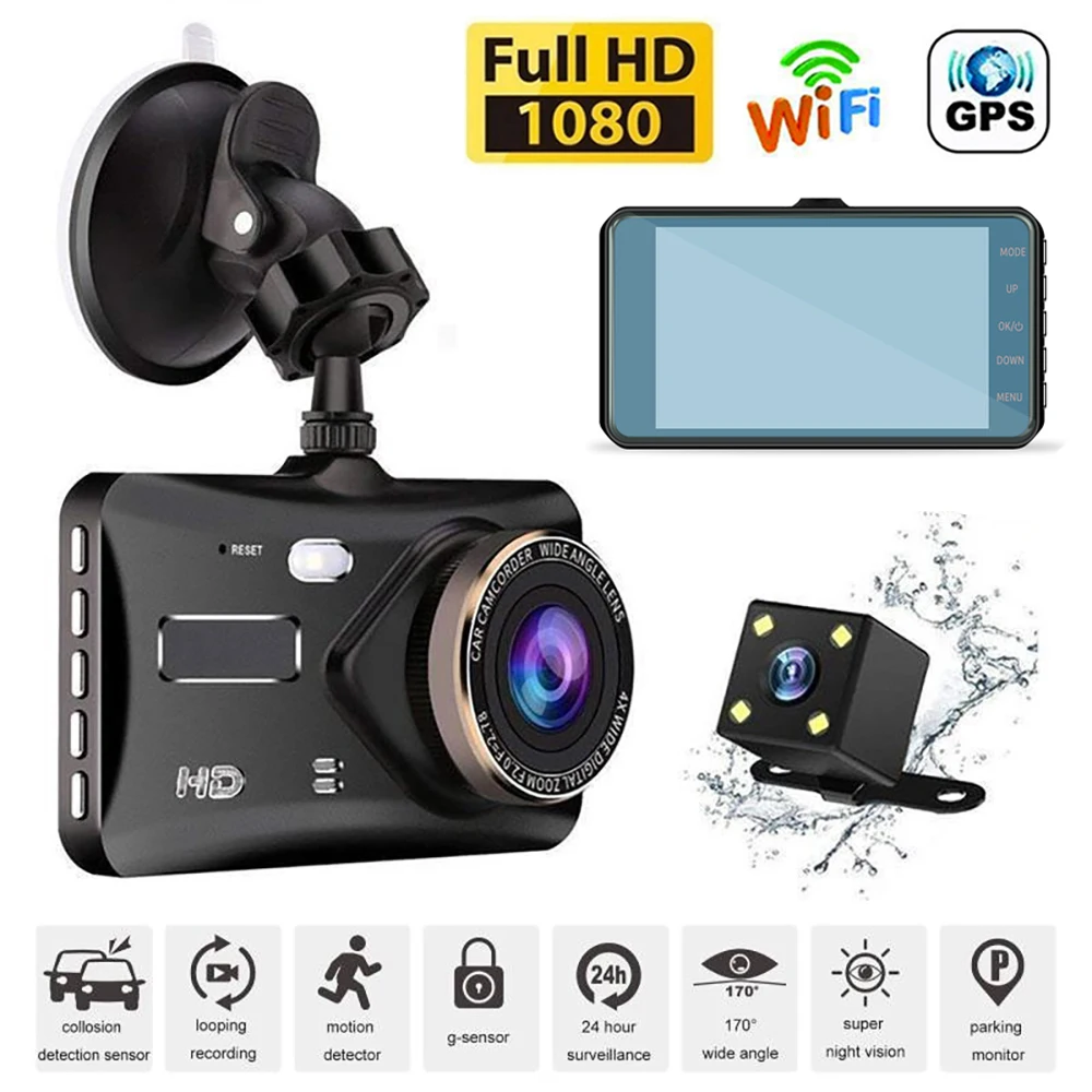 

Car DVR WiFi Full HD 1080P Dash Cam Rear View Reversing Camera Car Video Recorder Night Vision Auto Dashcam Camera GPS Black Box