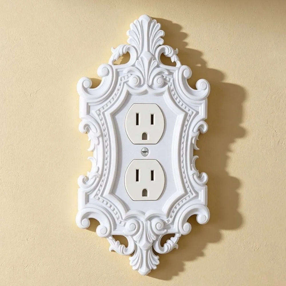 Plastic Switch Plate Cover Carved Toggle Light Decorative Wall Switch Frame Duplex Outlet Antique Carved Switch Cover Bedroom