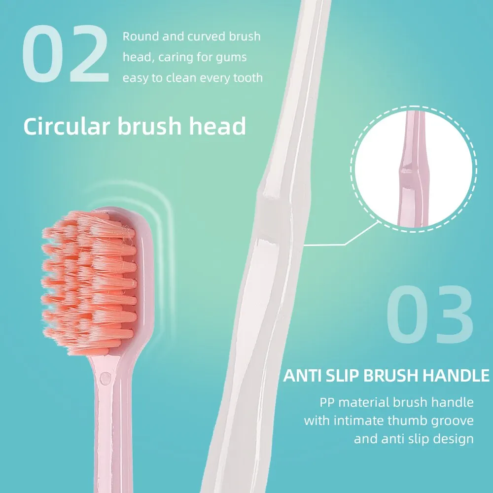 Jianpai Regular Toothbrush for Adult Wide Head Soft Bristle Macaron Series 10 Per Barrel Cost-effective