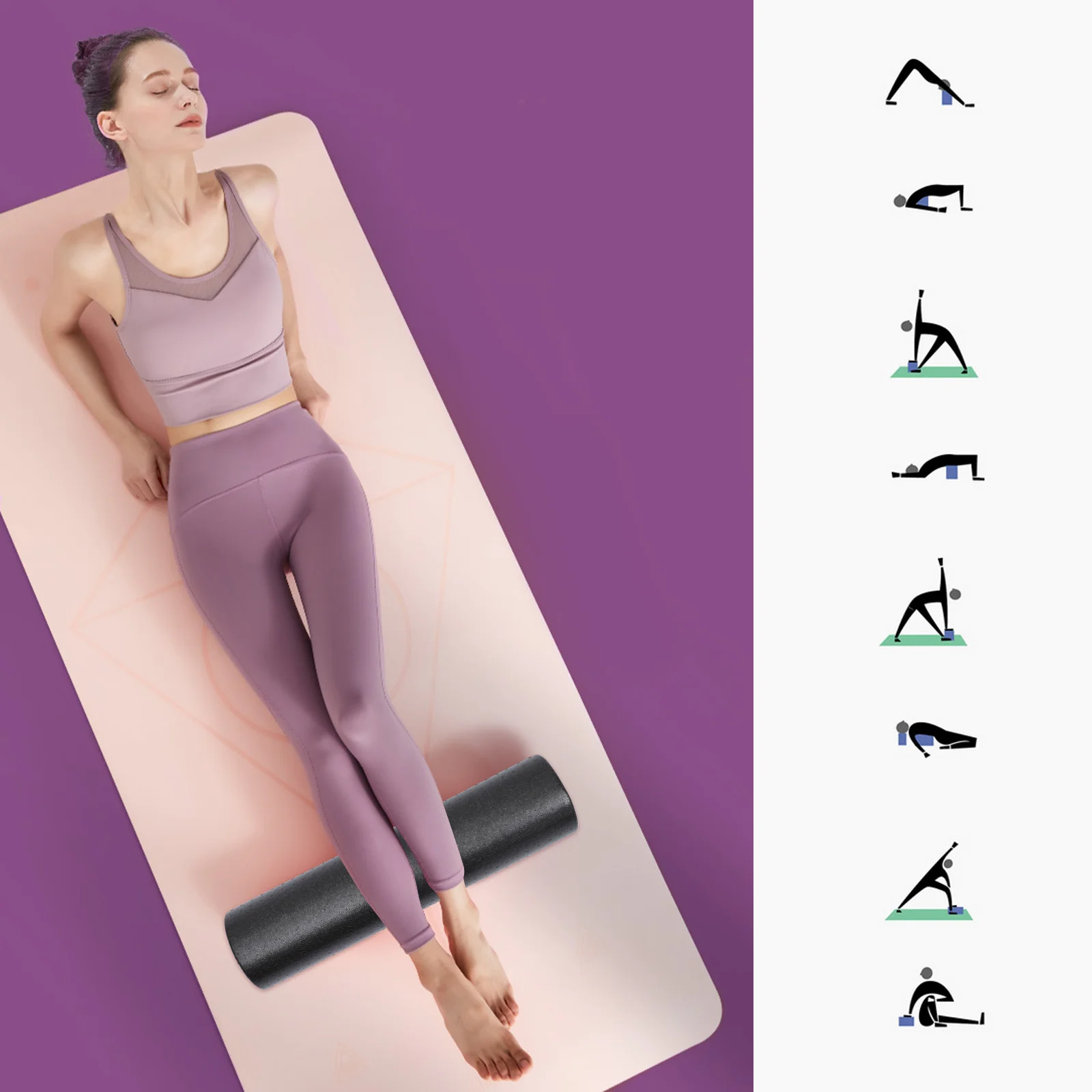 

1pc Yoga Roller Smooth Semicircular Design For Back Shoulder Neck Leg Massage Muscle Recovery Exercise Body Roller Fitness