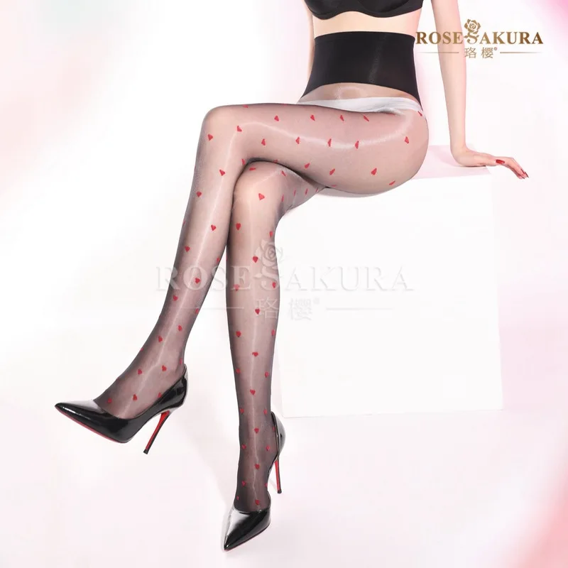 Cherry Blossom8486Aurora Love Seamless Stockings Women's Ultra-Thin Oil Bright Silky Toe Transparent Shaping Pantyhose