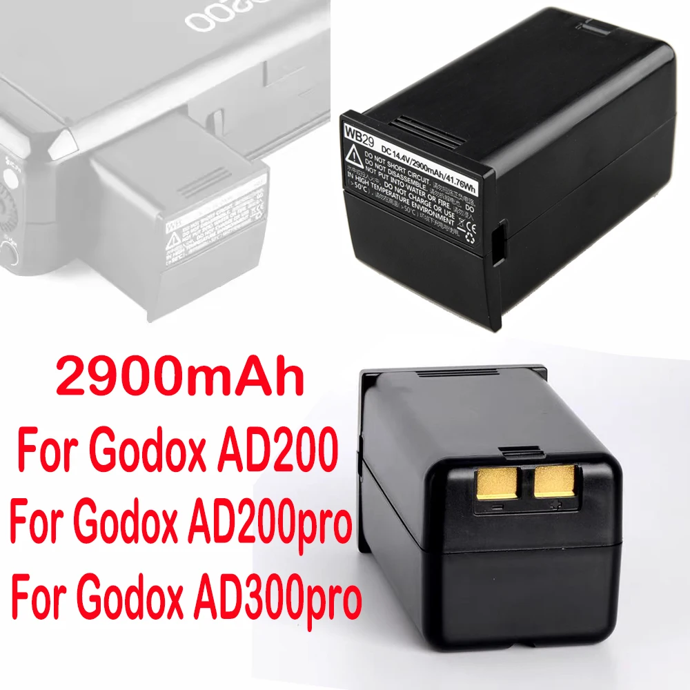 WB29 2900mAh Flash Li-ion Battery For Godox Outdoor Pocket Flash AD200 AD200pro AD300pro Speedlite Flashgun Charging Accessories